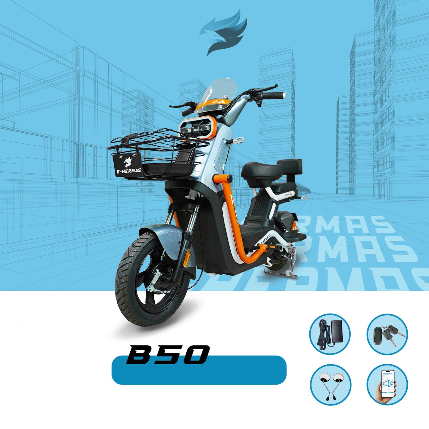 Moto bici eléctrica E-Hermas B50