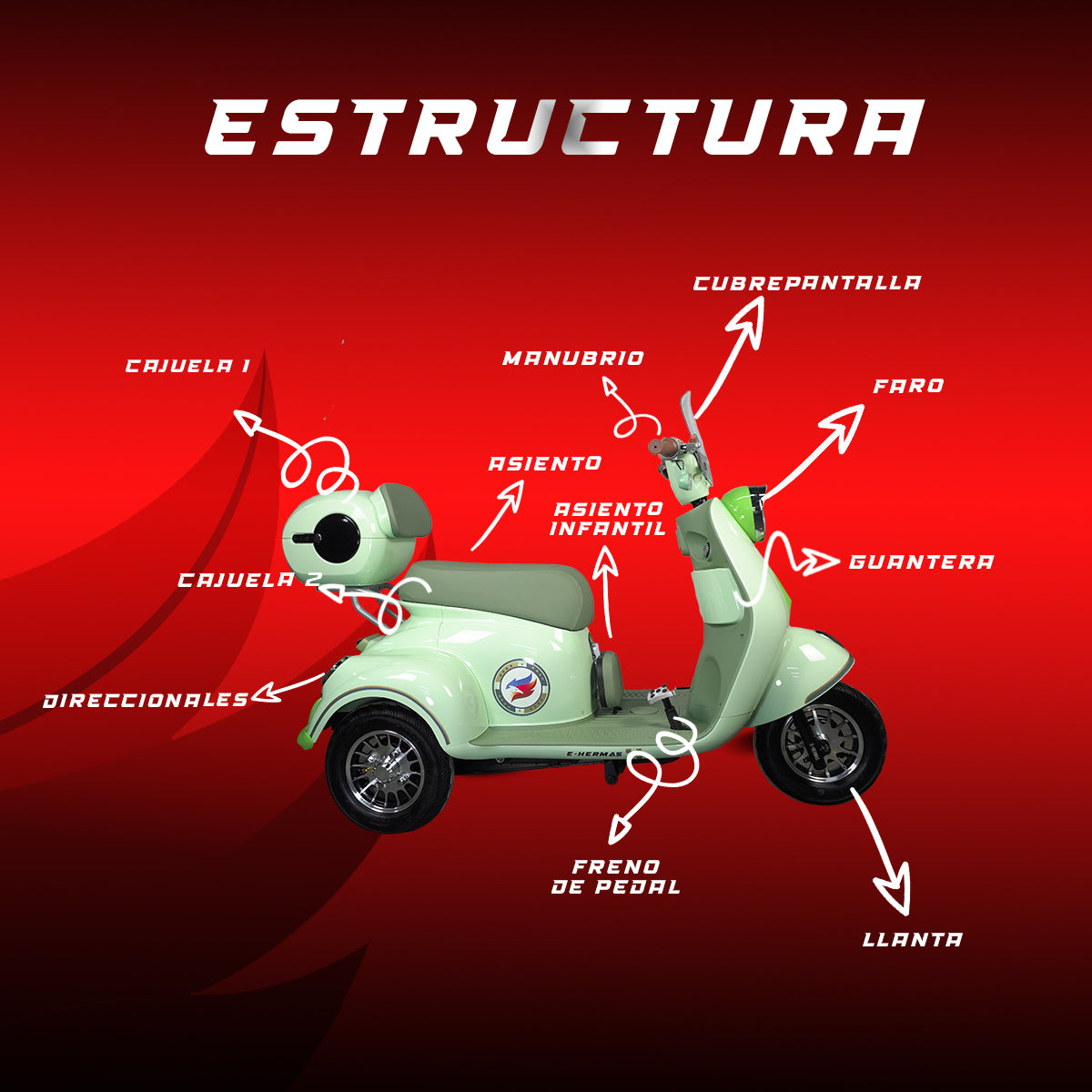 Trimoto eléctrica E-Hermas Q5