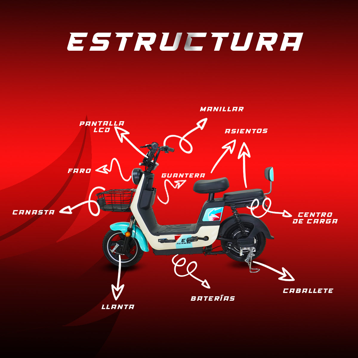 Moto bici eléctrica E-Hermas S800