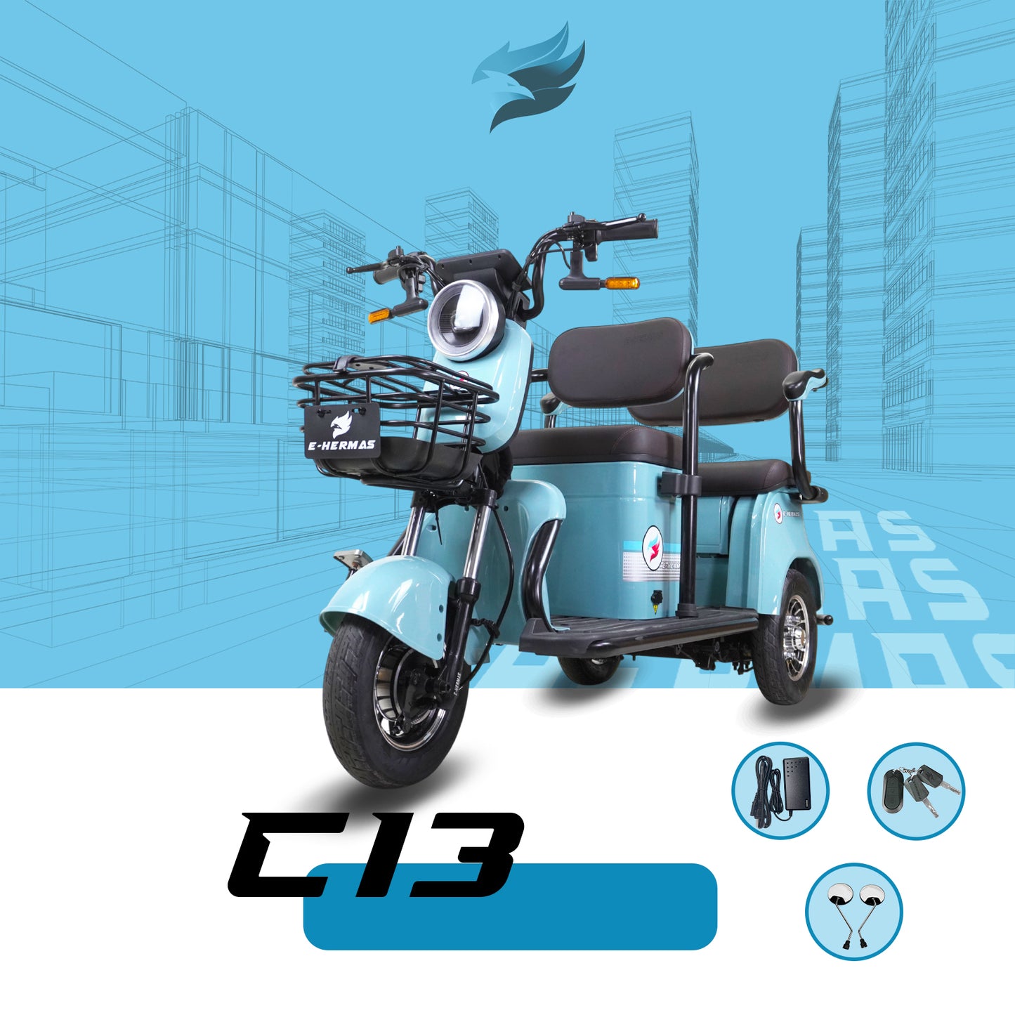 Triciclo Eléctrico E-Hermas C13