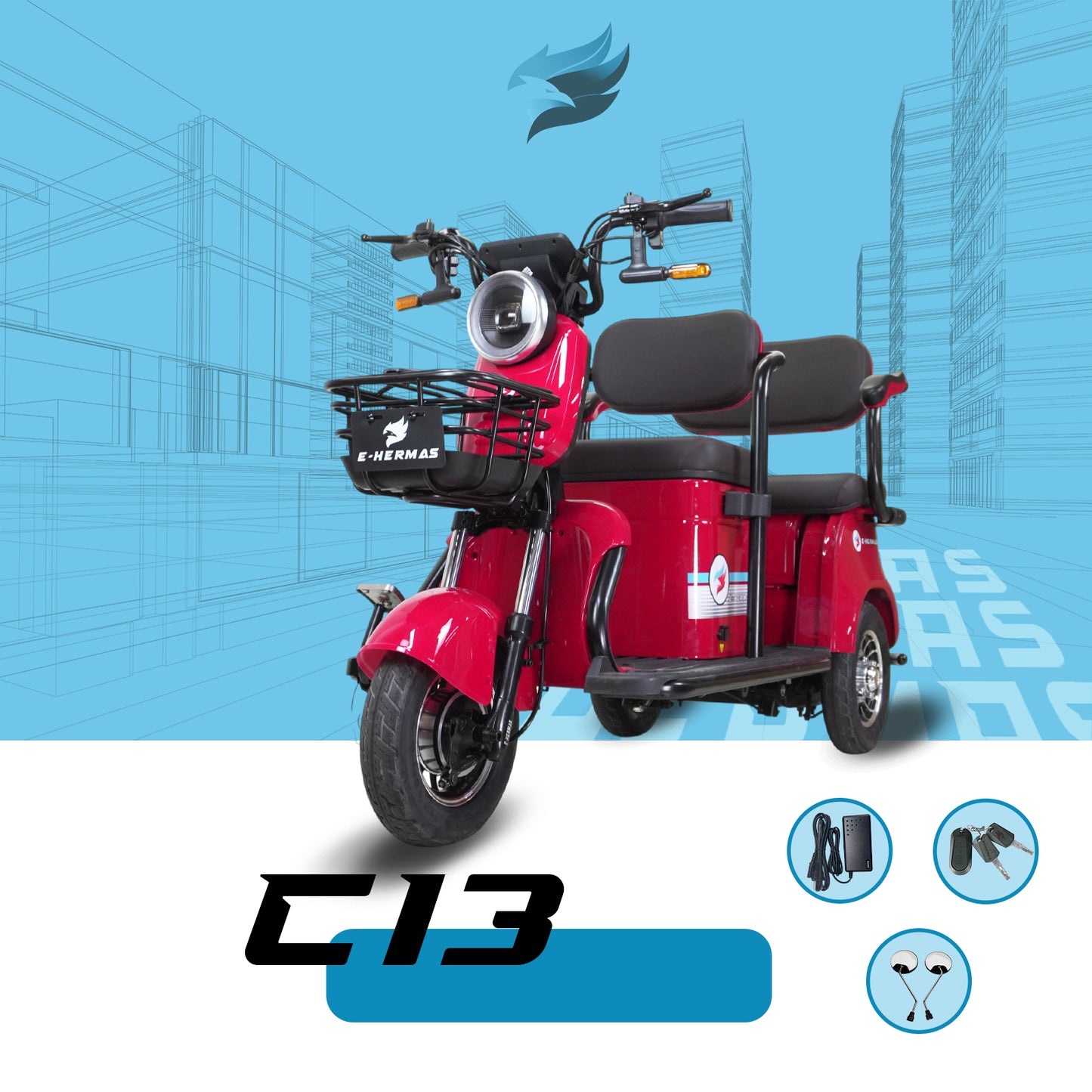 Triciclo Eléctrico E-Hermas C13