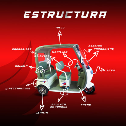 Triciclo Eléctrico con toldo E-Hermas C80 PRO