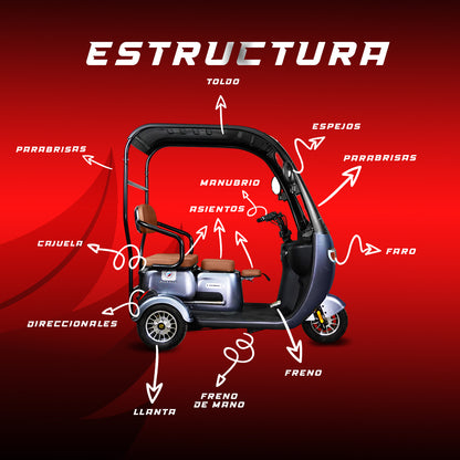 Triciclo Eléctrico con toldo E-Hermas N5