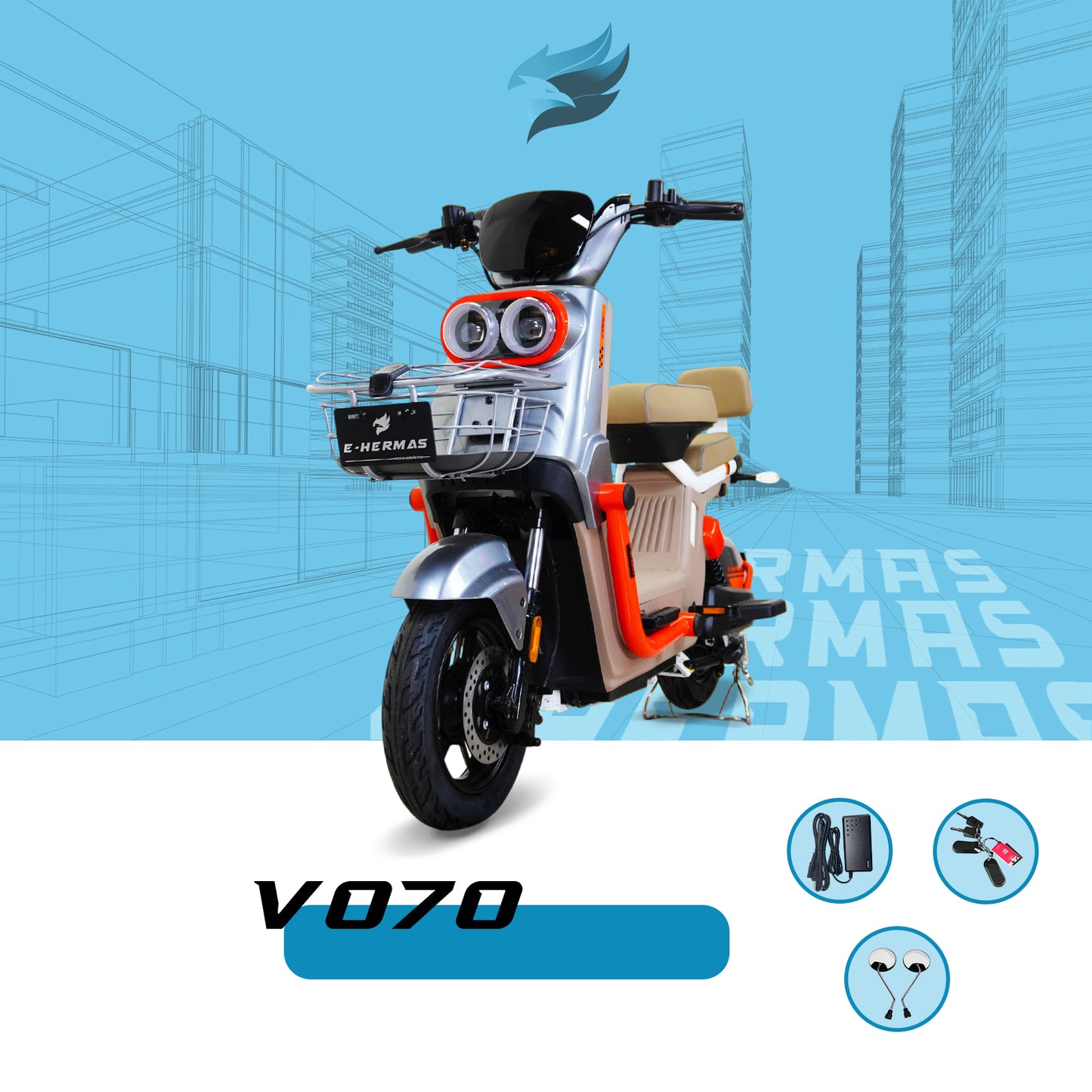 Moto bici eléctrica E-Hermas V70