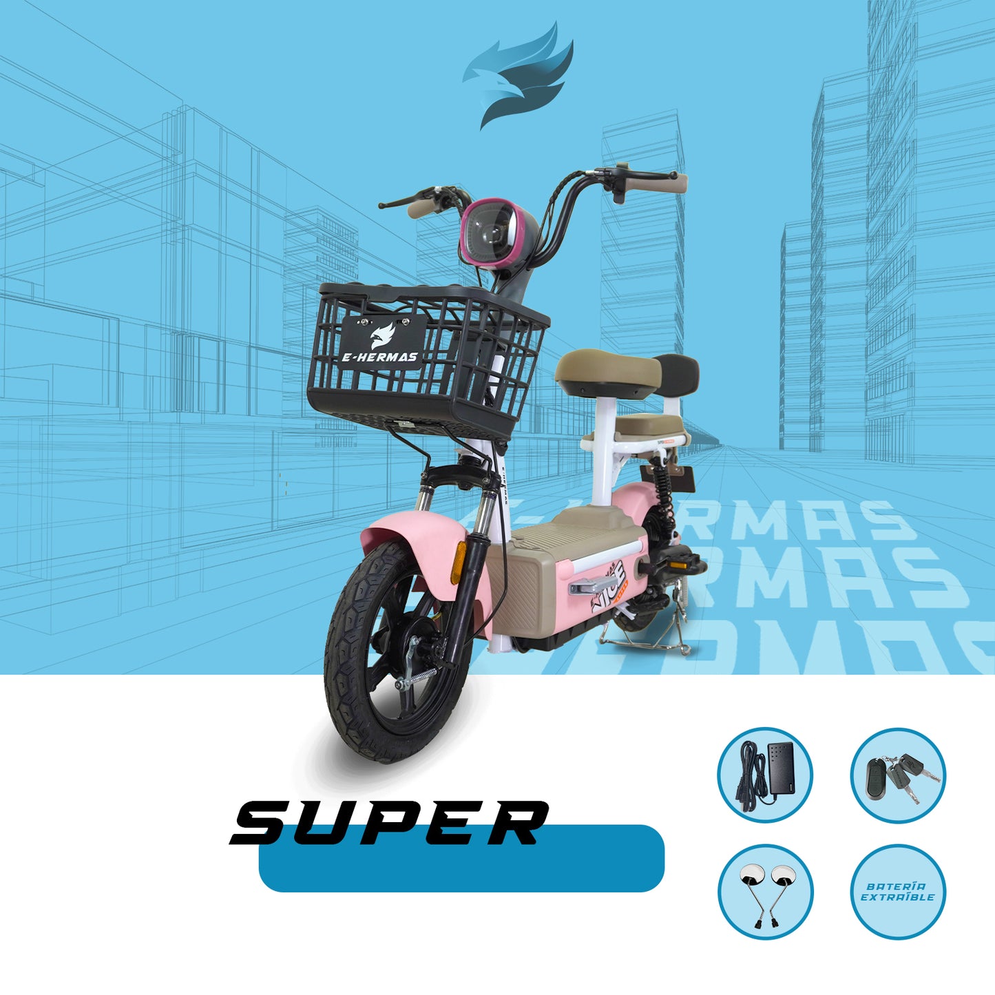 Moto bici eléctrica E-Hermas Super Nice