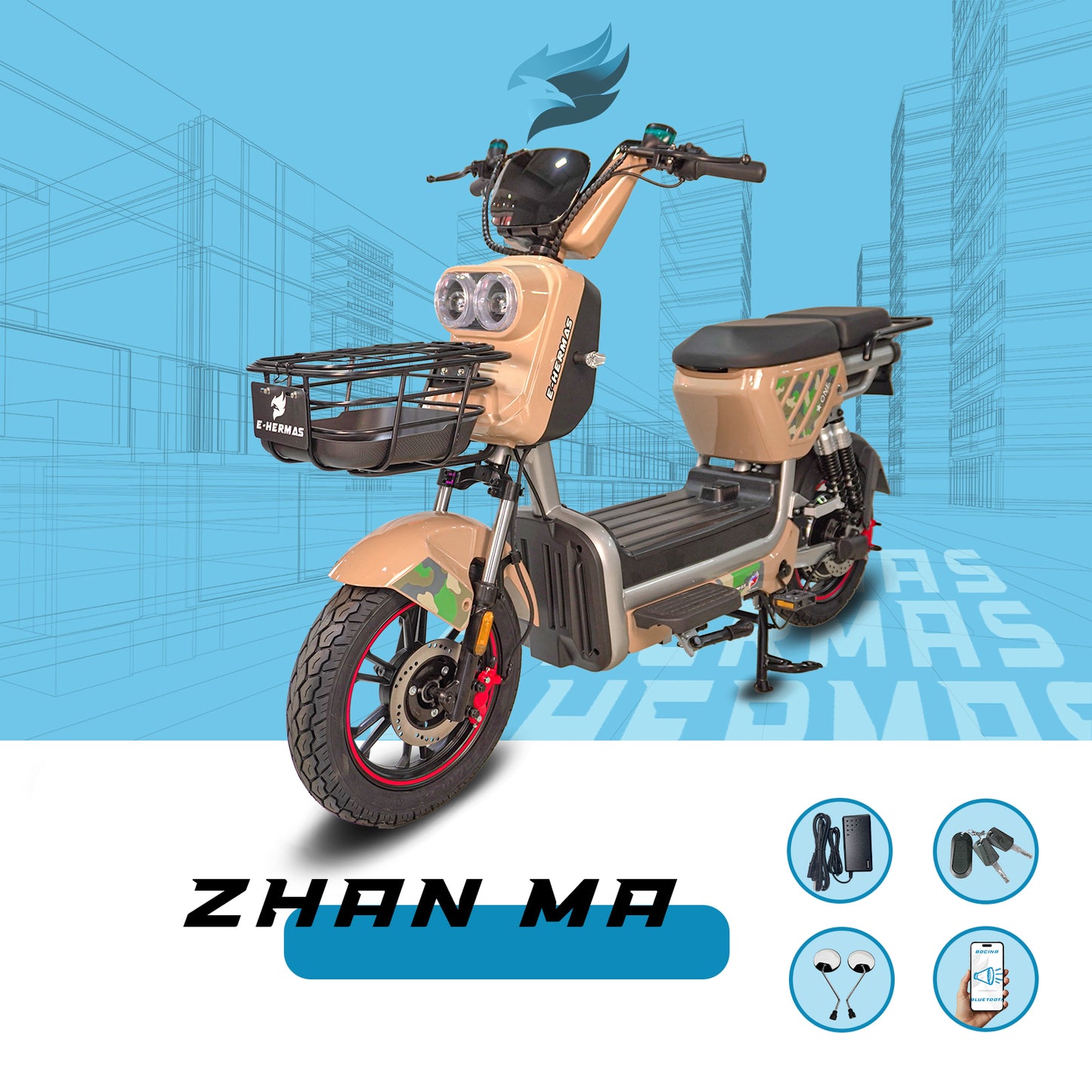 Moto bici eléctrica E-Hermas Zhan Ma