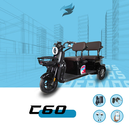 Triciclo Eléctrico con bocina bluetooth E-Hermas C60