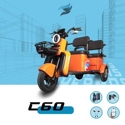 Triciclo Eléctrico con bocina bluetooth E-Hermas C60