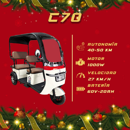 Triciclo Eléctrico con toldo E-Hermas C70