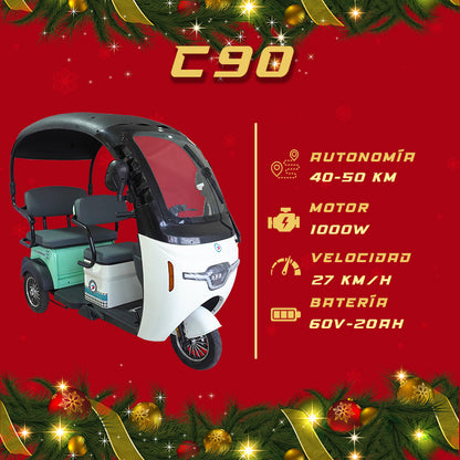 Triciclo Eléctrico con toldo E-Hermas C90