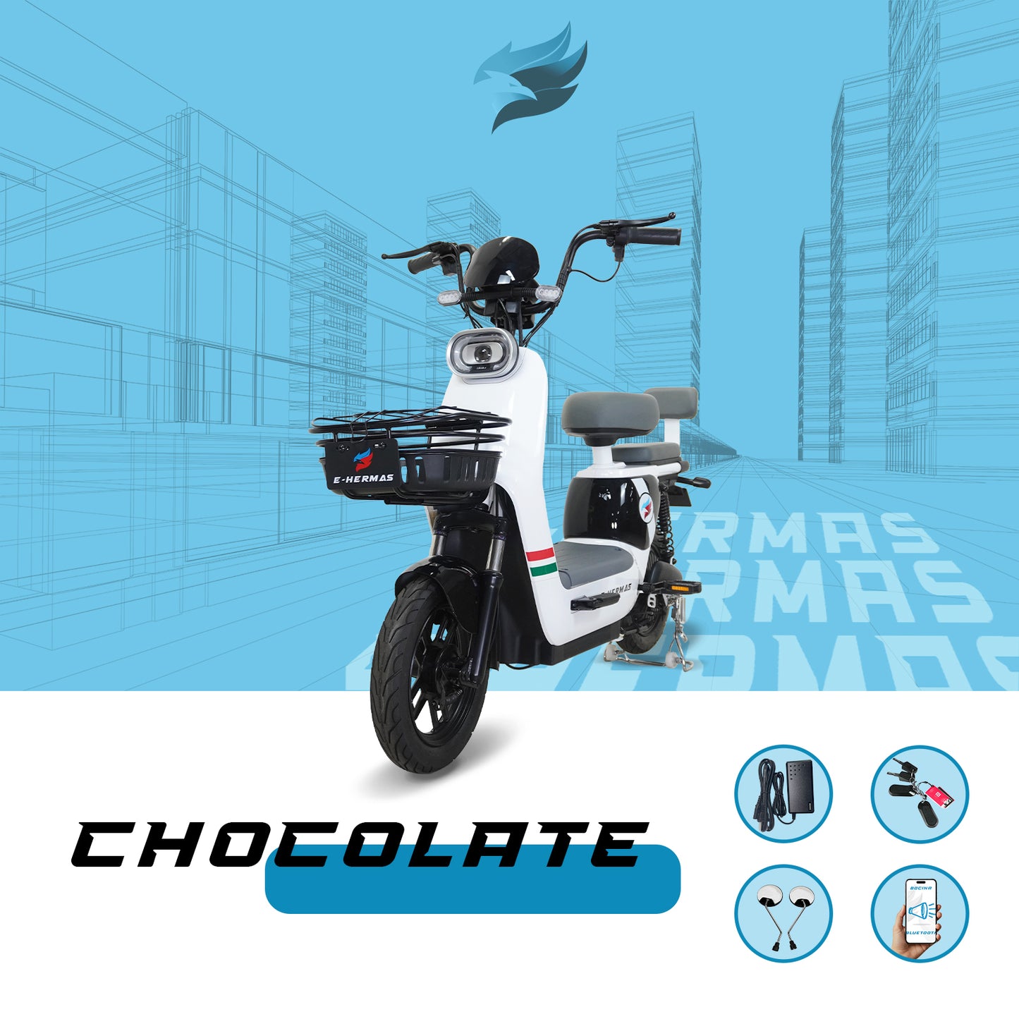 Moto bici eléctrica E-Hermas Chocolate