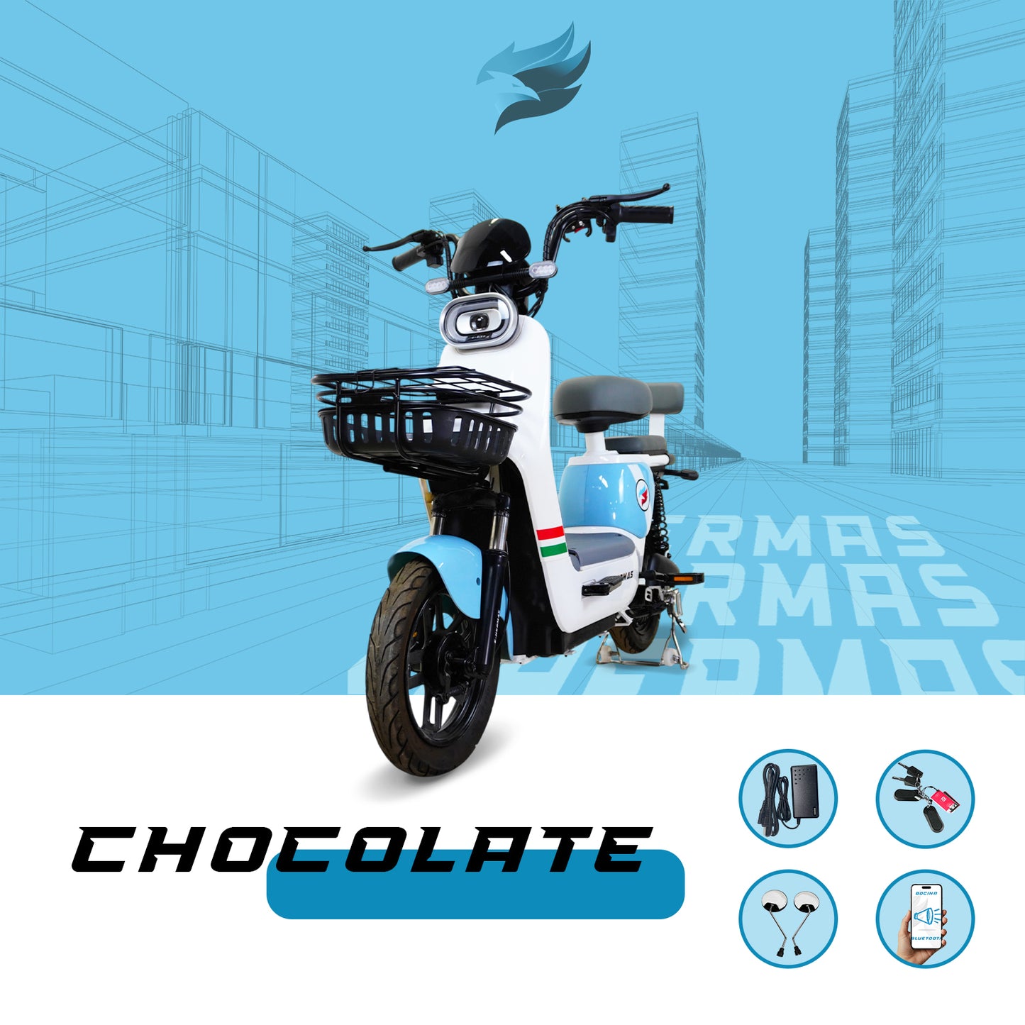 Moto bici eléctrica E-Hermas Chocolate