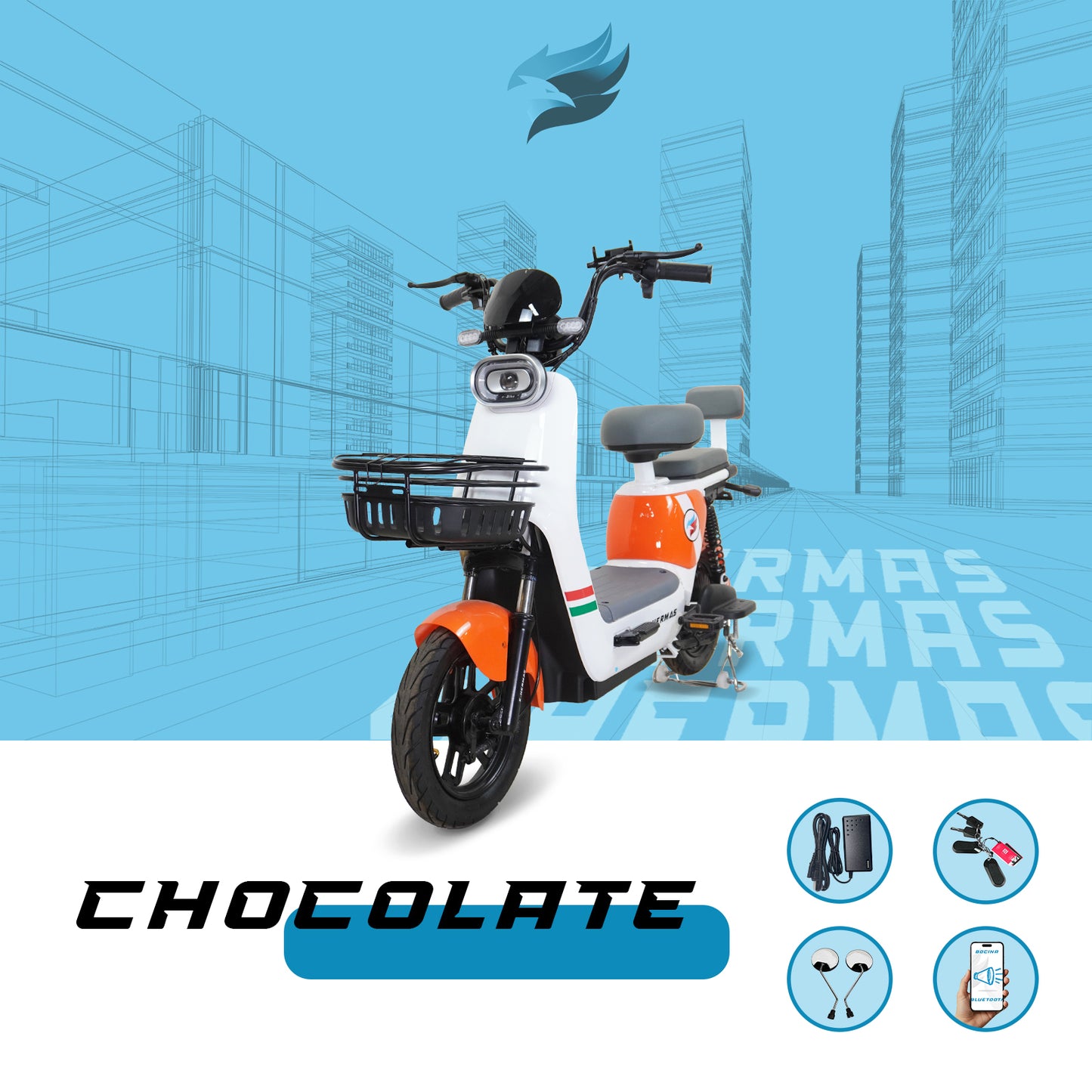 Moto bici eléctrica E-Hermas Chocolate