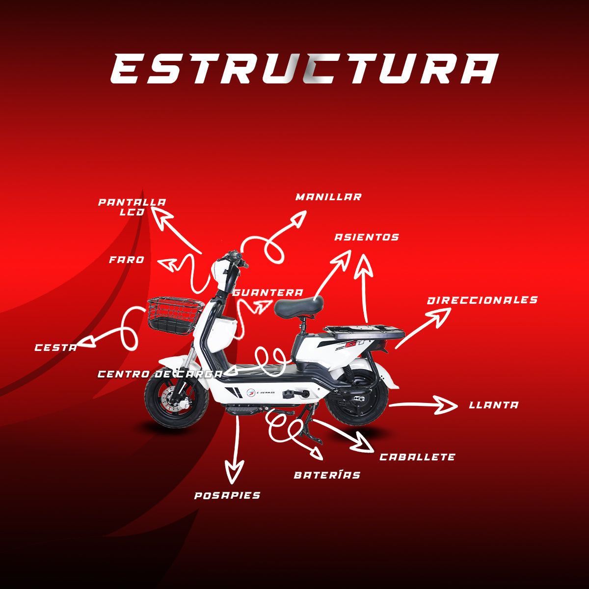 Moto bici eléctrica E-Hermas GT