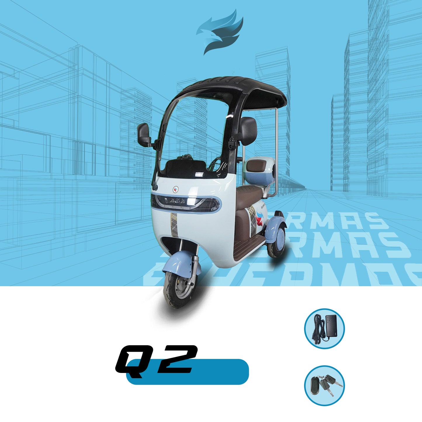 Triciclo Eléctrico E-Hermas Q2