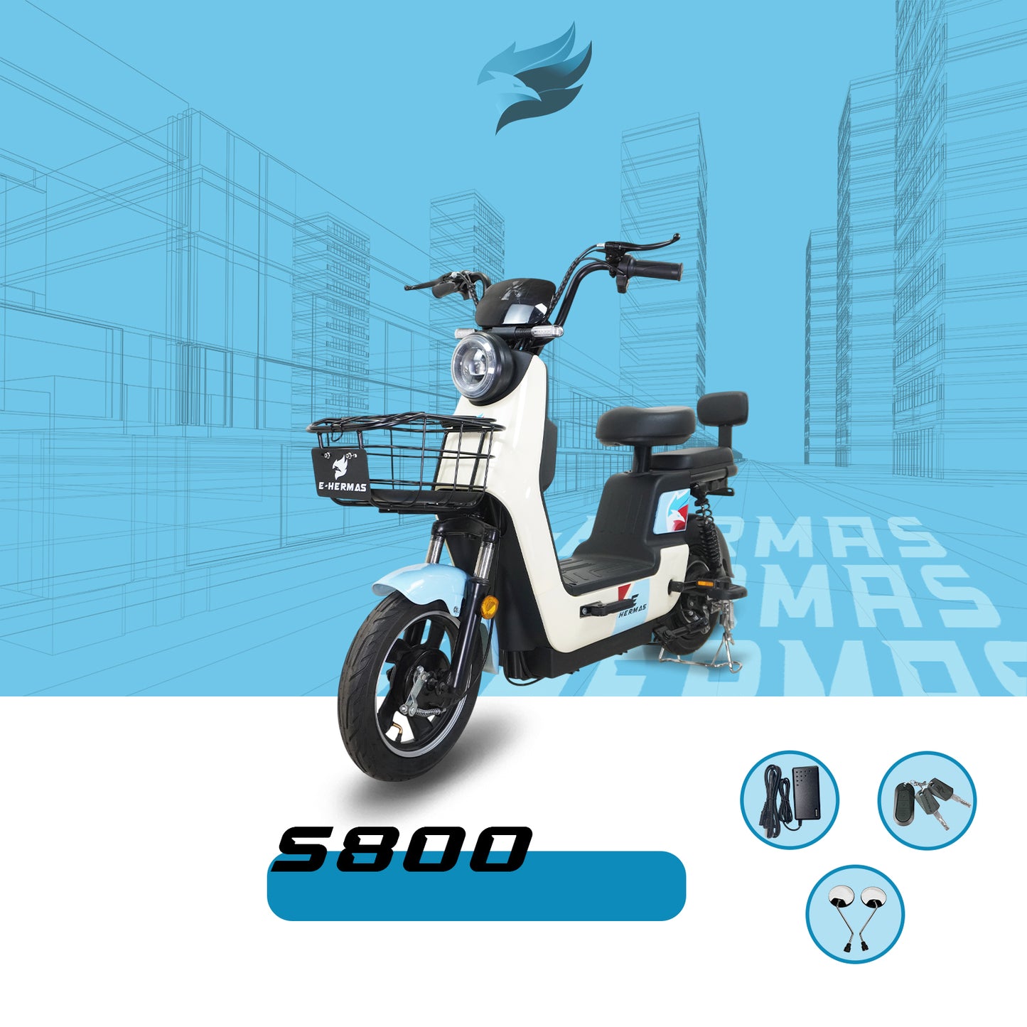 Moto bici eléctrica E-Hermas S800