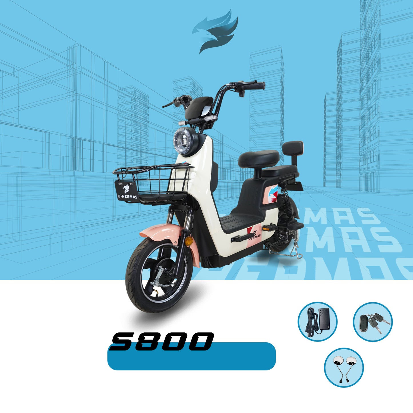 Moto bici eléctrica E-Hermas S800