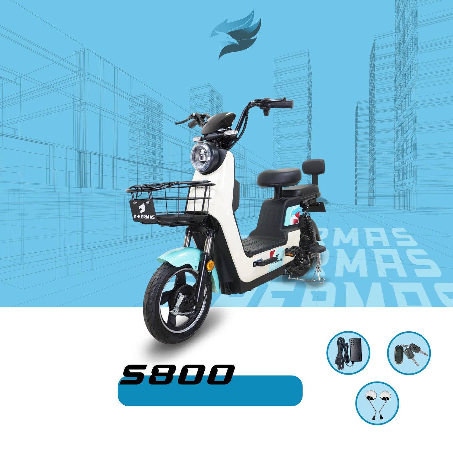 Moto bici eléctrica E-Hermas S800