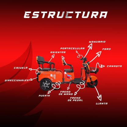 Triciclo Eléctrico con bocina bluetooth E-Hermas Titan