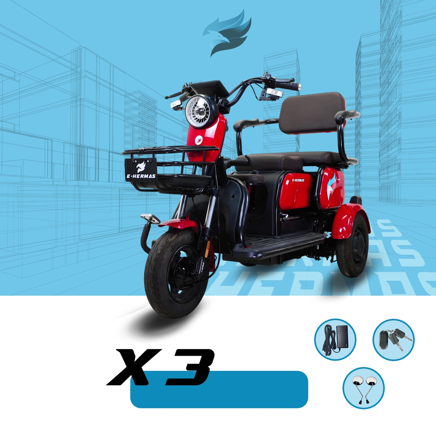 Triciclo Eléctrico E-Hermas X3