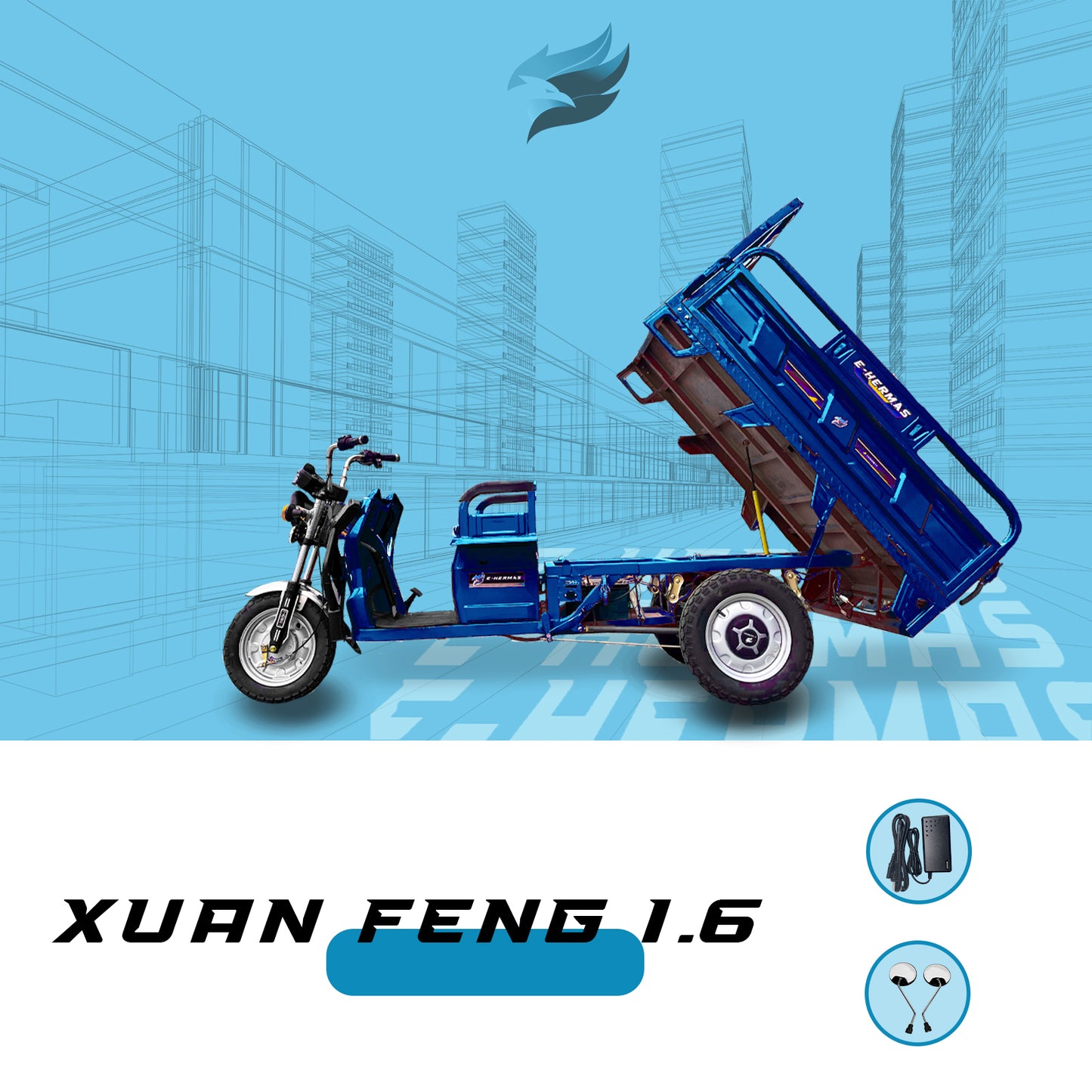 Triciclo Eléctrico E-Hermas Xuan Feng 1.6 (Media tonelada)